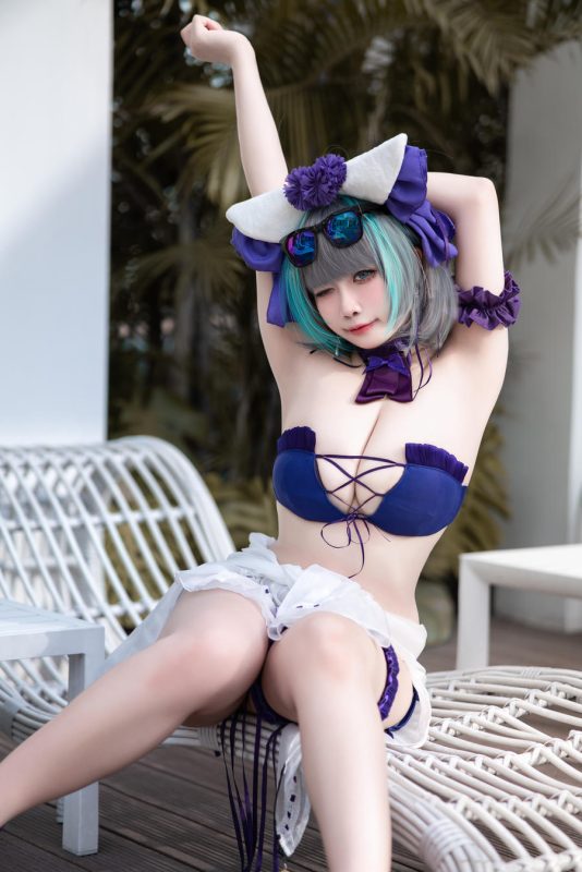 贞子蜜桃 No.017 – 碧蓝航线 柴郡泳装 [60P 1V]-Zos次元社