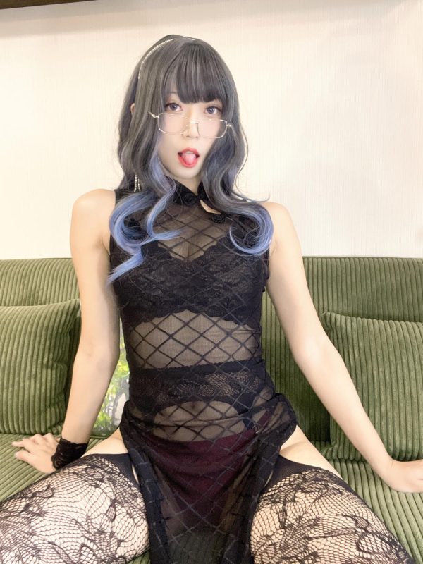 Money冷冷 No.030 – 网格旗袍 [65P 3V]-Zos次元社