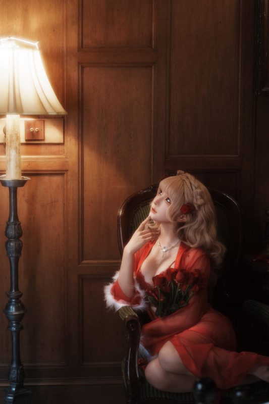 蠢沫沫（momo） No.345 – 2024年会员 线下班 黑红纱裙 [39P]-Zos次元社