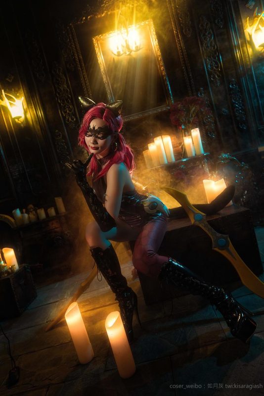 如月灰 No.014-王者荣耀 阿轲 暗夜猫娘 [12P]-Zos次元社