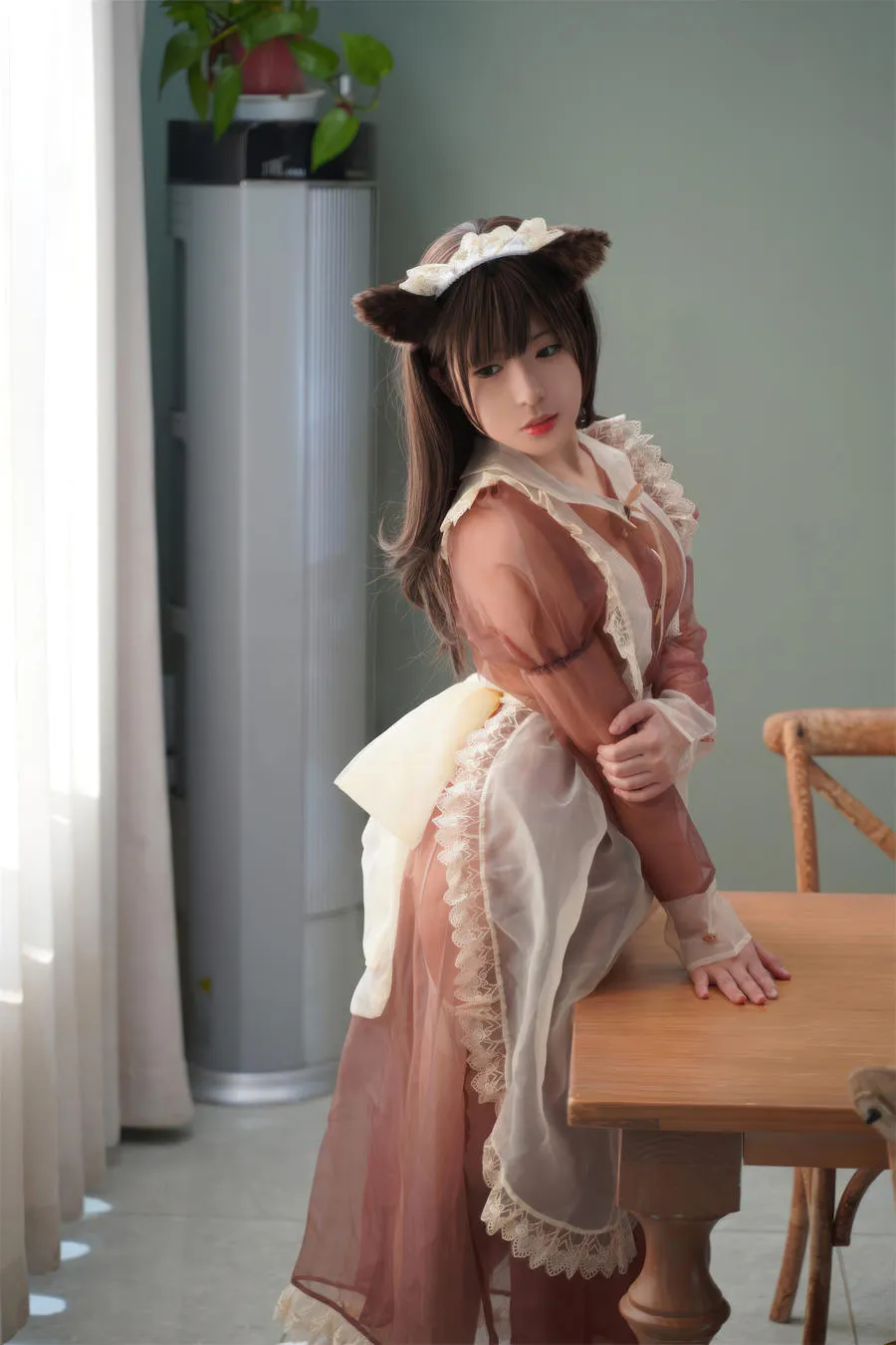 虎森森 棕色透明女仆 35P